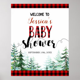 Póster Forest Lumberjack Baby Shower Welcome Sign