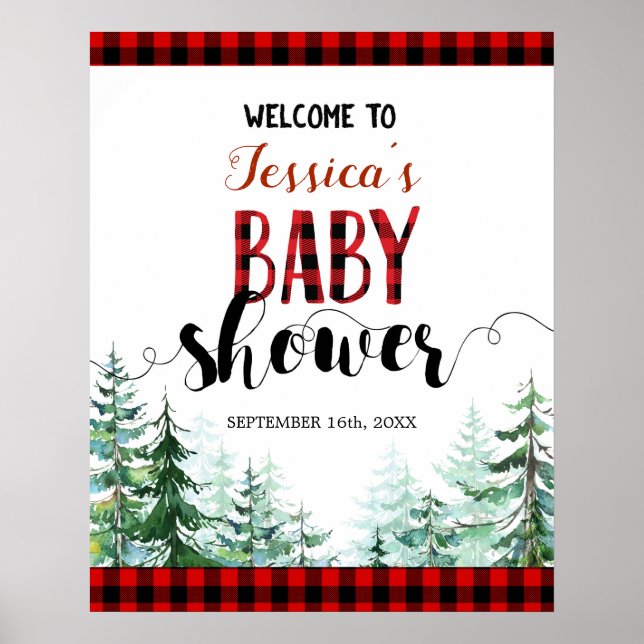 Póster Forest Lumberjack Baby Shower Welcome Sign (Frente)
