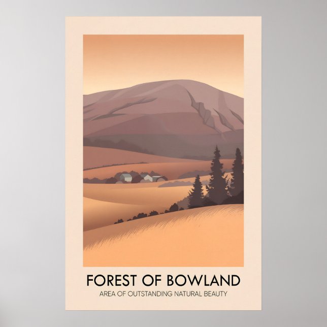 Póster Forest of Bowland AONB Travel Poster (Frente)