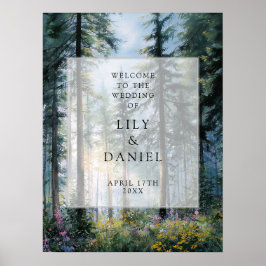 Póster Forest Wildflowers Floral Wedding Welcome Sign