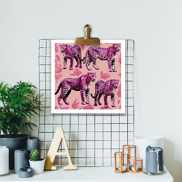 Poster forestal rosa de leopardos rosa de arte mur