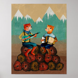 Póster Foresters - Dos osos tocando música