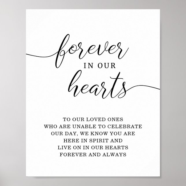Póster Forever in our hearts memorial wedding sign (Frente)