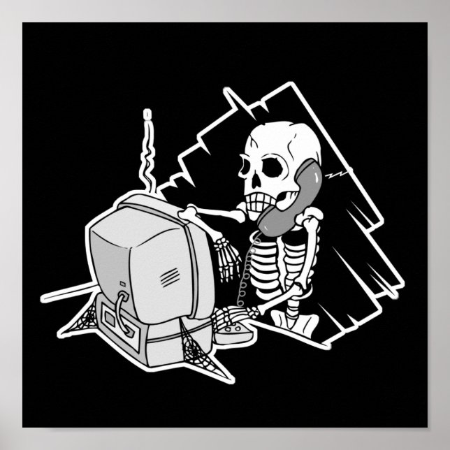 Póster forever skeleton on hold tech support (Frente)
