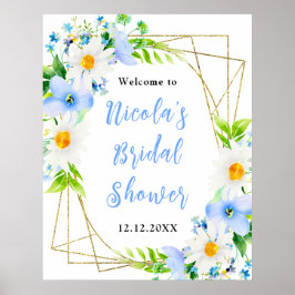 Póster Forget-Me-Nots Daisies Bridal Shower Welcome
