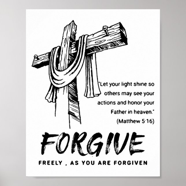 Póster Forgive Cross Christian Faith Tee  (Frente)