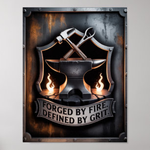 Póster Forjado por el Fuego – Emblema de Herrero