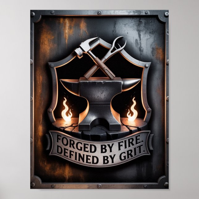 Póster Forjado por el Fuego – Emblema de Herrero (Frente)