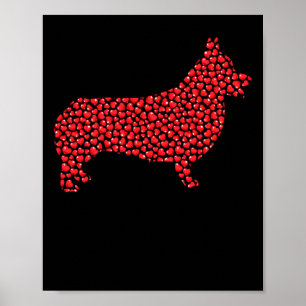 Póster Forma de corazón Amor Galés Corgi Perro Día de San