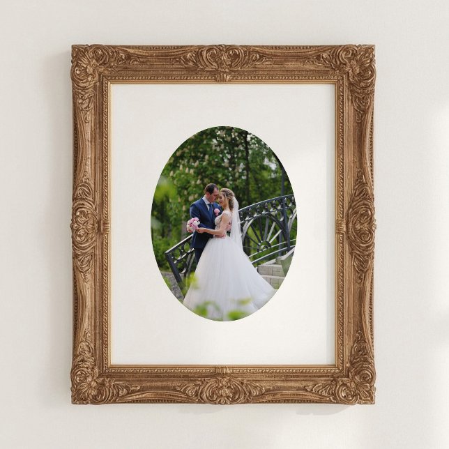 Póster Forma de óvalo vertical de foto de boda (Vertical Oval Shape Wedding Photo Poster)