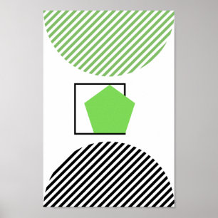 Póster Forma Verde Y Negra Sobre El Fondo Blanco Resumen