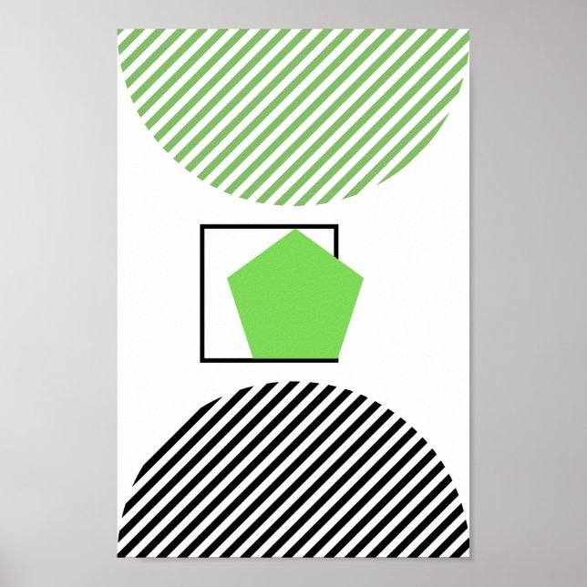 Póster Forma Verde Y Negra Sobre El Fondo Blanco Resumen (Frente)
