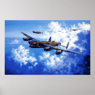 Póster Formación de aviones aliados Imagen vintage