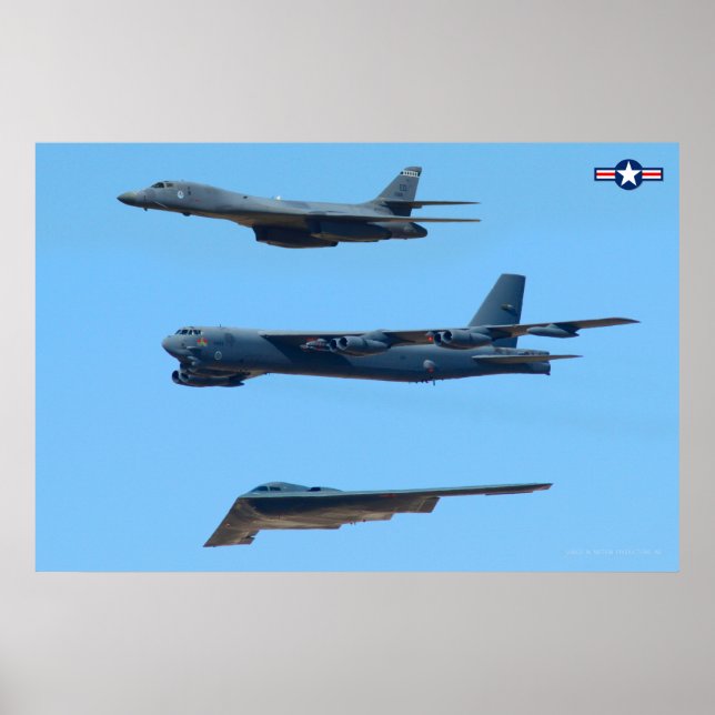 Póster FORMACIÓN DE BOMBARDEAS ESTRATÉGICAS B-1B, B-52H y (Frente)