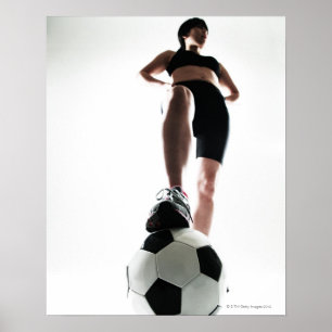 Póster formación de mujeres jóvenes, fútbol
