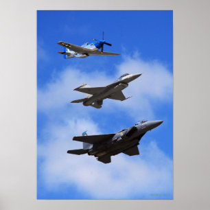 Póster Formación de P51 F16 F15