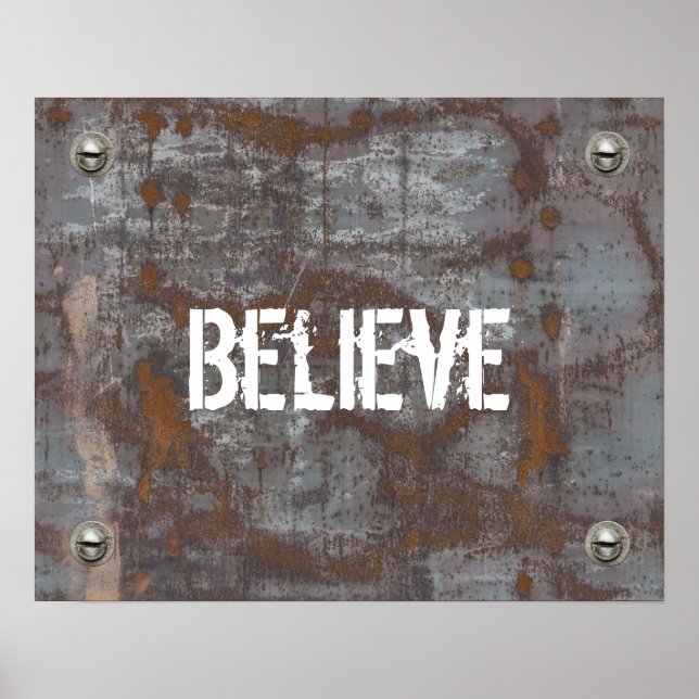 Póster Formador de fitness "Believe" Rusty Motivación Met (Frente)
