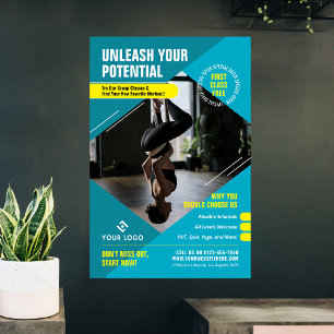 Póster Formador de fitness Moderno Photo Blue Marketing G