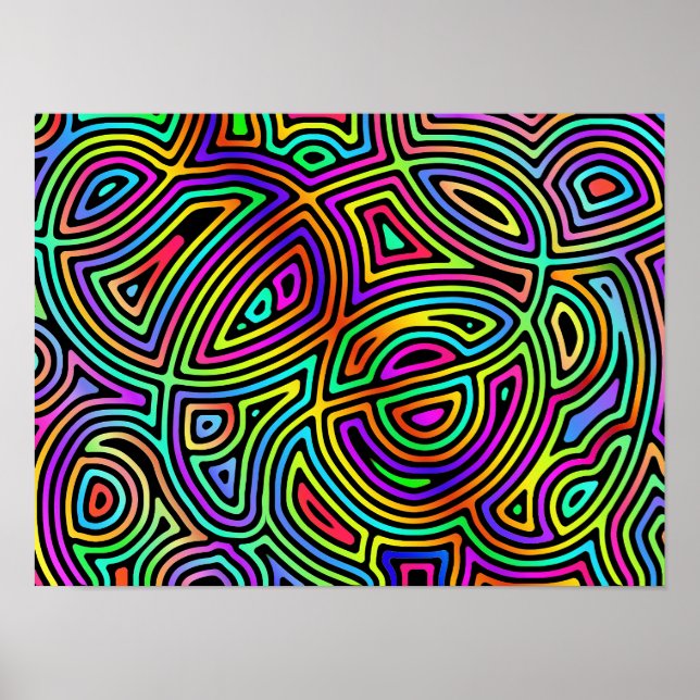 Póster formas abstractas asimétricas del arco iris (Frente)