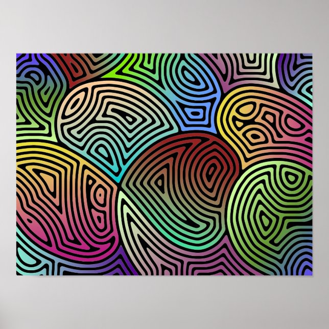 Póster formas abstractas coloreadas asimétricas (Frente)