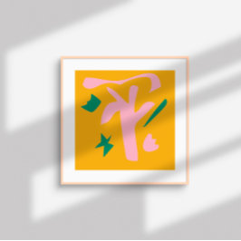 Póster Formas abstractas contemporáneas - verde rosa