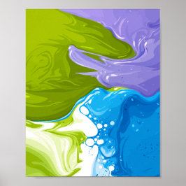 Póster Formas abstractas de ondas de pintura fluida