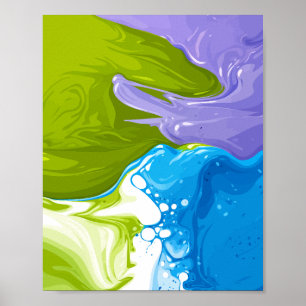 Póster Formas abstractas de ondas de pintura fluida