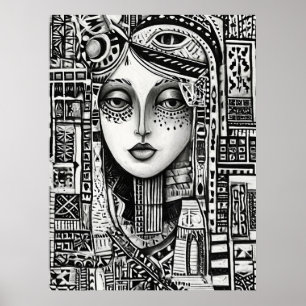 Póster Formas abstractas en blanco y negro