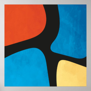 Póster Formas abstractas modernas de medio siglo Multicol