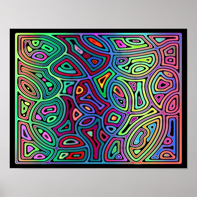 Póster formas abstractas multicolores (Frente)