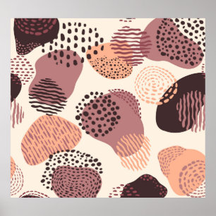 Póster Formas Abstractas, Orgánicas Rojas Marrones.