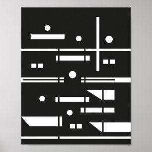 Póster Formas blancas sobre un fondo negro