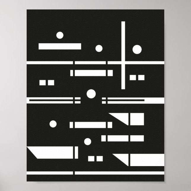 Póster Formas blancas sobre un fondo negro (Frente)