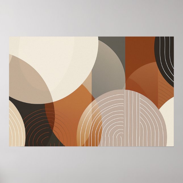 Póster Formas circulares con líneas con espacio de texto (Frente)