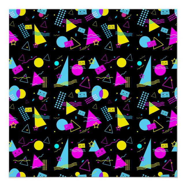 PÓSTER FORMAS COLORIDAS DE CINTA DE RETRO (Anverso)