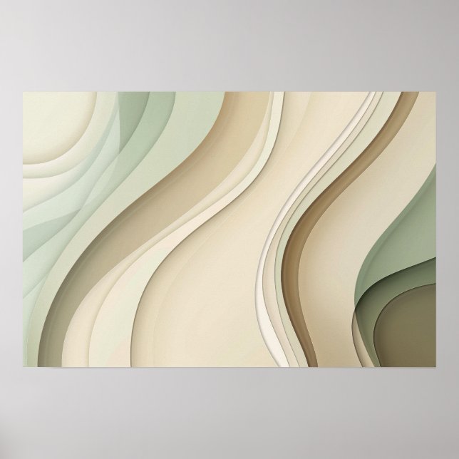 Póster Formas curvadas en neutrales con espacio de copia (Frente)