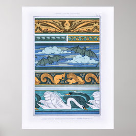 Póster Formas de animales Art Nouveau vintage en decoraci
