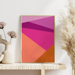 Póster Formas de bloque de color geométrico en magenta pú<br><div class="desc">Bloqueo de color geométrico vibrante y audaz con líneas diagonales y triángulos en magenta,  púrpura,  ámbar,  melocotón y naranja,  personalizado con su nombre.</div>