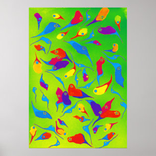 Póster Formas de color brillante color de agua minimalist
