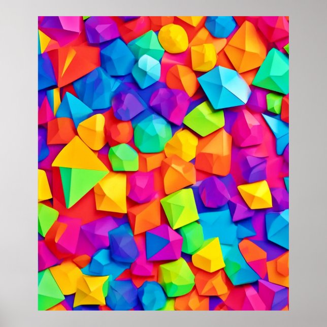Póster Formas de cristal coloridas (Frente)