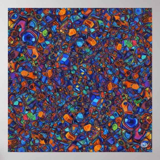 Póster Formas de interbloqueo coloridas (Frente)