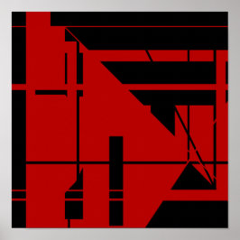 Póster Formas de líneas negras sobre un resumen geométric