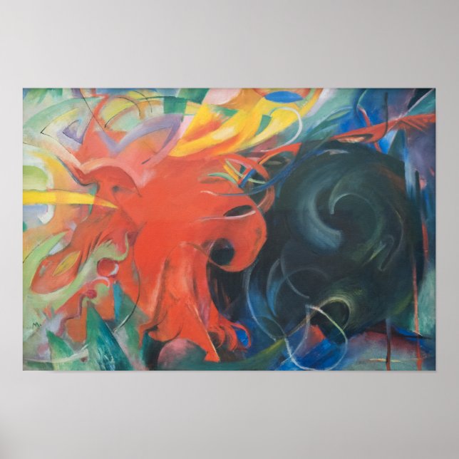 Póster Formas de lucha (1914) de Franz Marc (Frente)