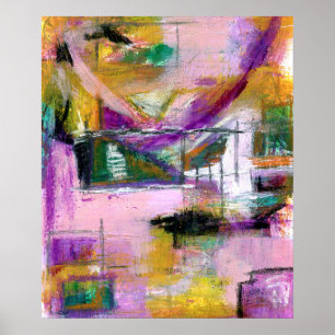 Póster Formas de pintura abstracta expresionista