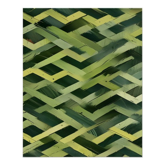 Póster Formas de solapamiento geométrico verde (Anverso)