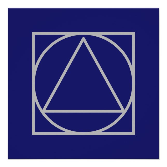 Póster Formas de triángulo circular cuadrado azul sólido  (Anverso)