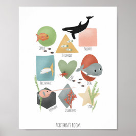 Póster Formas Educativas del Océano Adorable Guardería Ne