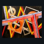 Póster Formas flotantes-Arte geométrico Bauhaus moderno<br><div class="desc">Formas flotantes-acuarela moderna de Bauhaus de mano geométrica pintada</div>