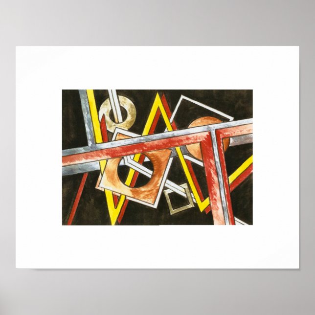 Póster Formas flotantes-arte geométrico moderno pintado a (Frente)