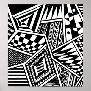 Póster formas geométricas abstractas mano de patrón blanc